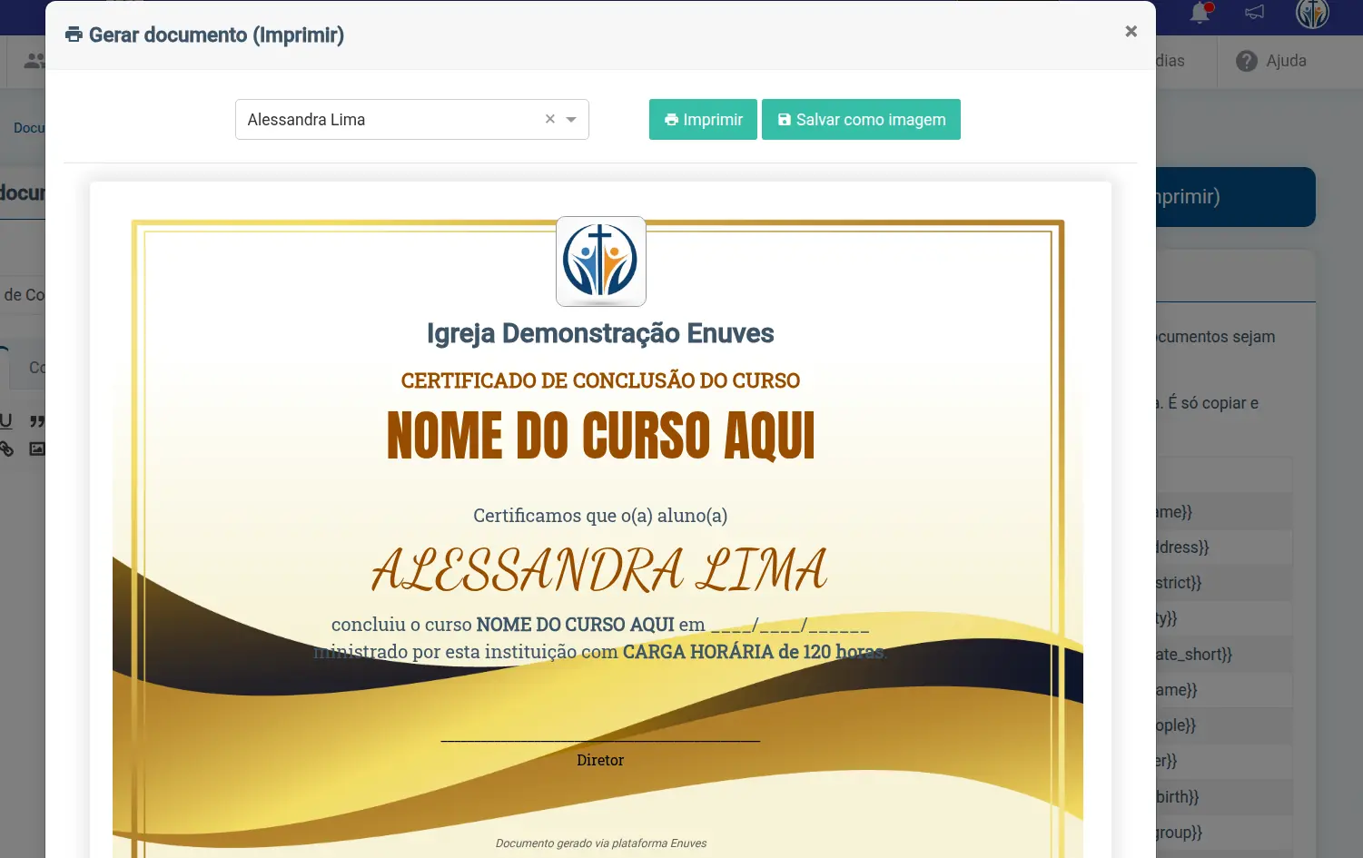 Tela desktop do módulo Mídias