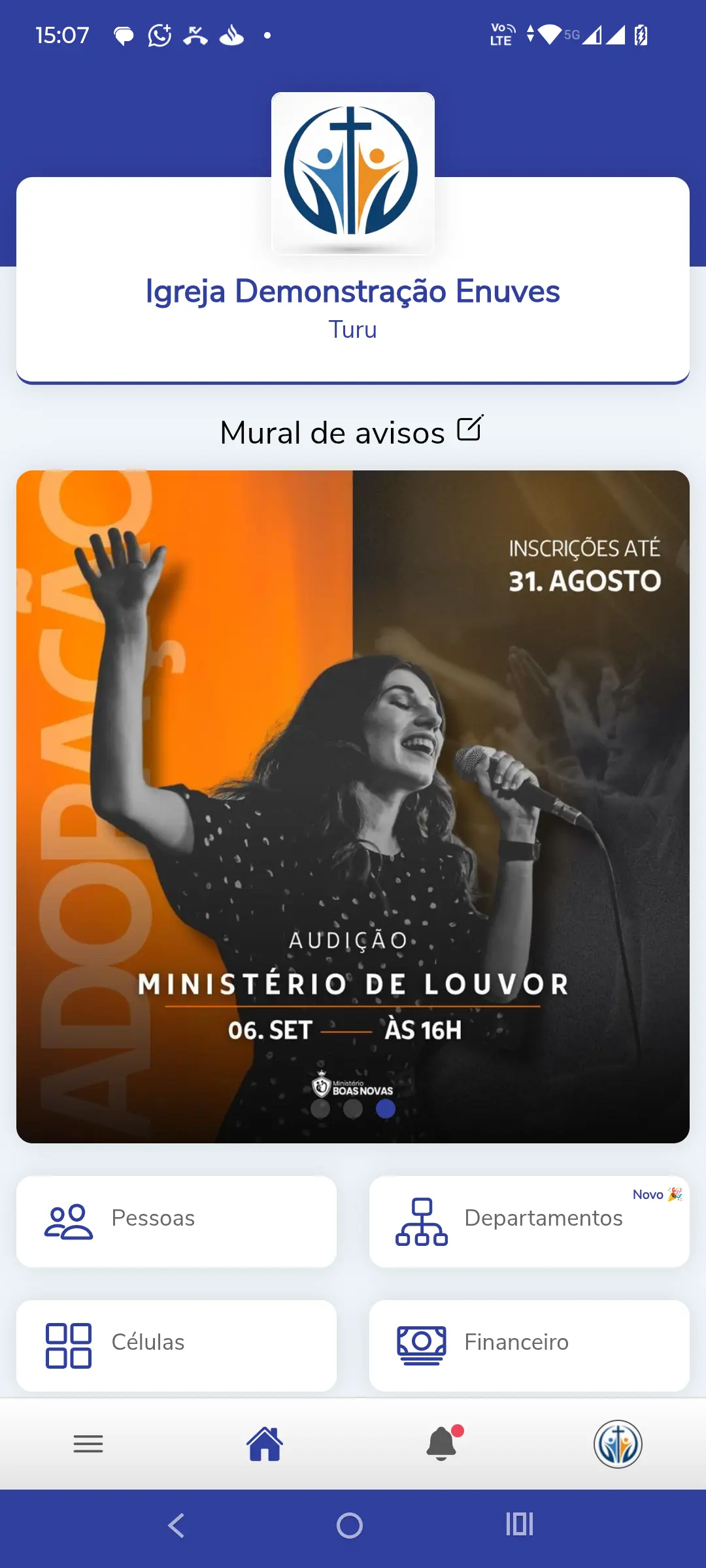 Tela mobile do aplicativo Enuves