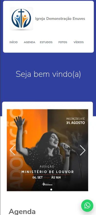 Tela mobile do site público